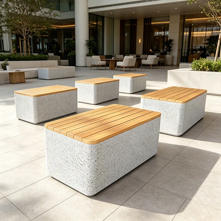 Commercial FRP Terrazzo Cube Bench