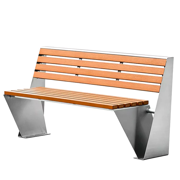 Commercial Metal Frame Bench with Wooden Seat