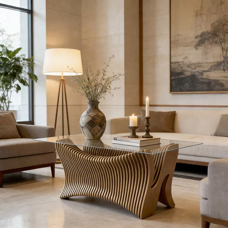 Parametric Sculpture Wave Wooden Coffee Table